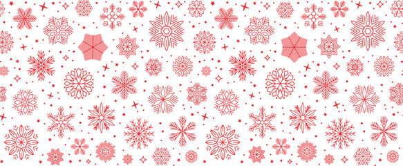 Christmas banner with snowflakes border, seamless pattern for Christmas greetings, New Year holidays