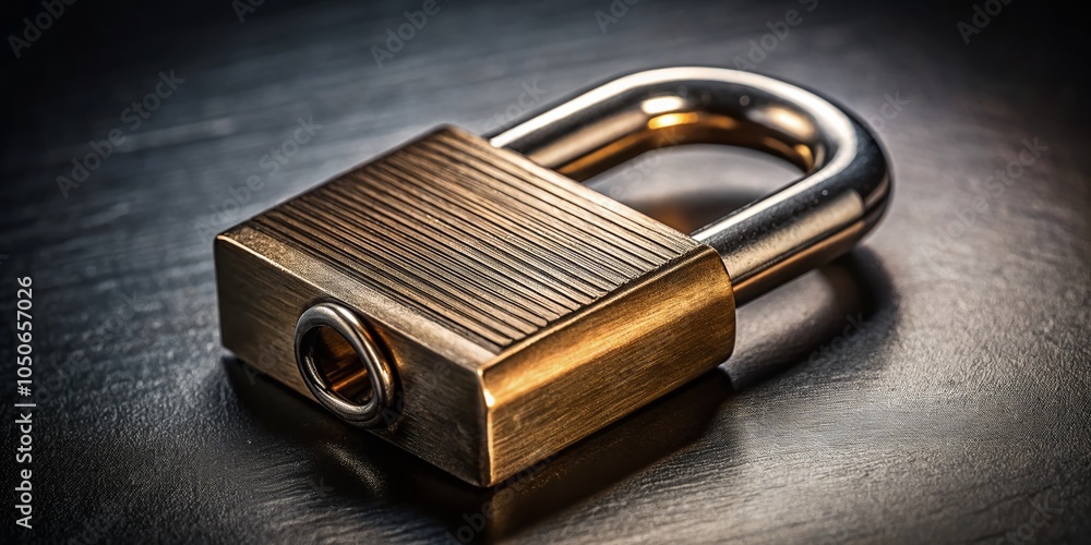 Poster high-quality macro product photography of padlock opening and closing for security concepts and bran