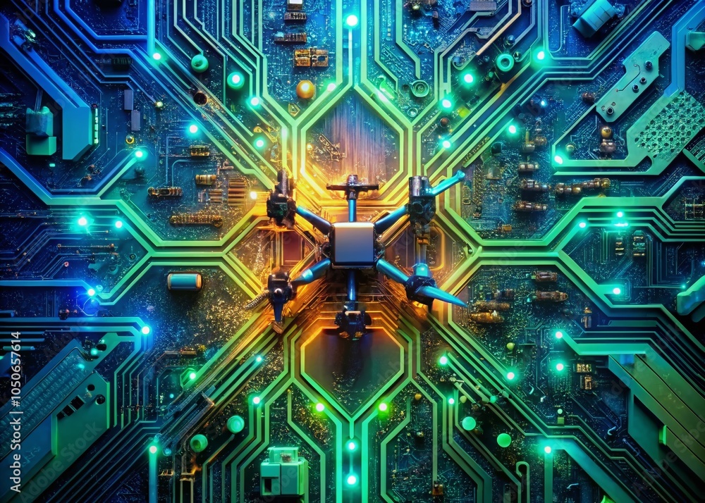 Poster high-tech circuit board background for futuristic technology concepts