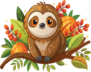 Obraz premium Cartoon sloth clipart vector