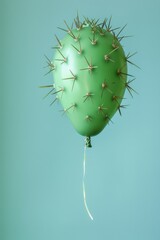 Cactus as balloon floating in the studio on pastel background. Creative plant illustration.