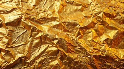 Shiny gold foil with a reflective surface and intricate textures, creating a luxurious and glamorous effect, perfect for enhancing invitations, packaging, and artistic designs with an elegant touch.
