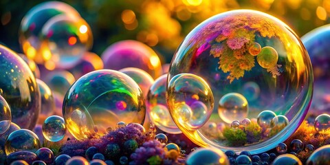 Naklejka premium Intricate Merging Bubbles in Watercolor - Playful Organic Shapes for Creative Design