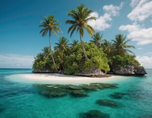 Isolated Tropical Island with Crystal-Clear Waters and Swaying Palm Trees 2
