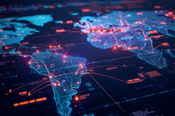 Global air travel traffic visualized on a detailed world map showcasing routes and connectivity across continents in real-time
