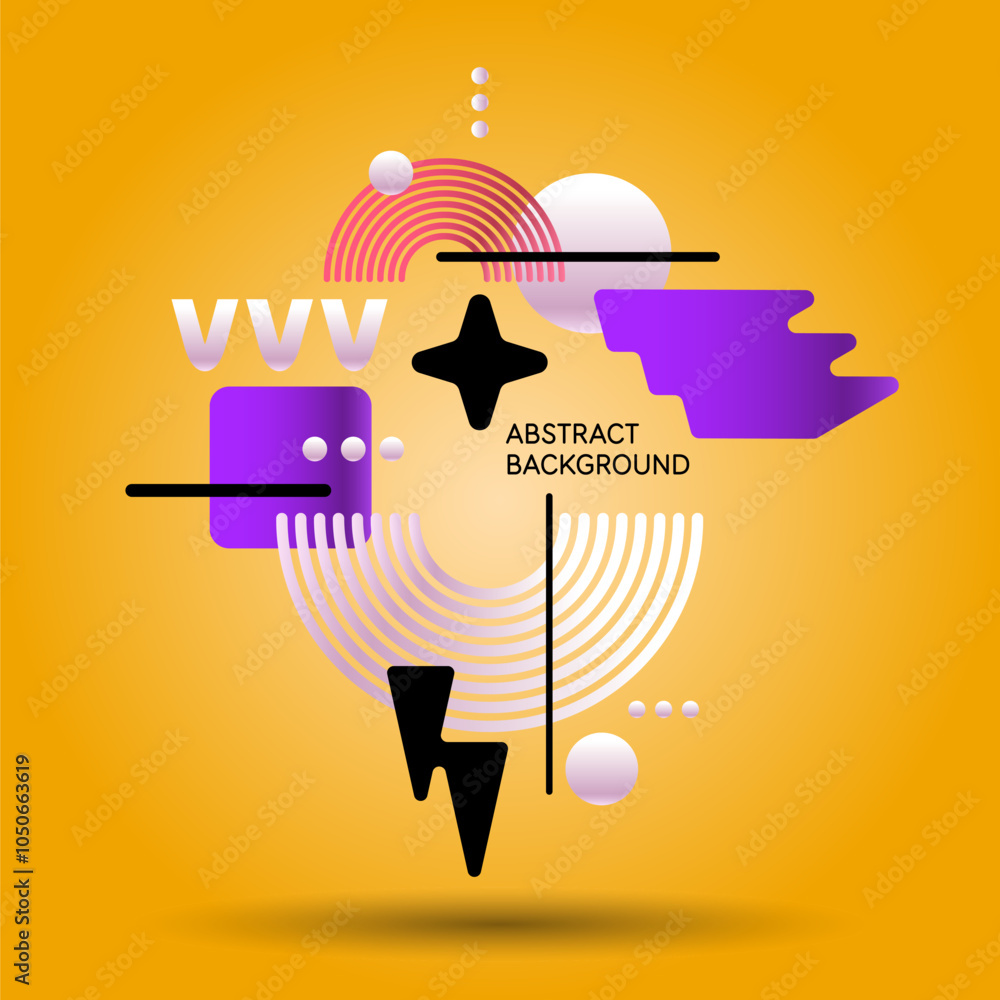 Poster abstract background with various bright geometric shapes. concise design. a composition of figures o