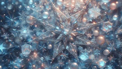 Fototapeta premium Crystalline Star Snowflakes Stars with snowflake-like details on crystal-clear background,generative ai