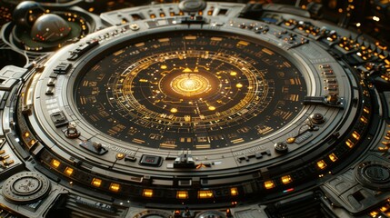 Obraz premium Intricate Sci-Fi Control Panel with Glowing Details