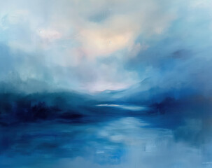 Fototapeta premium Serene ethereal abstract seascape with soft blue and pastel tones