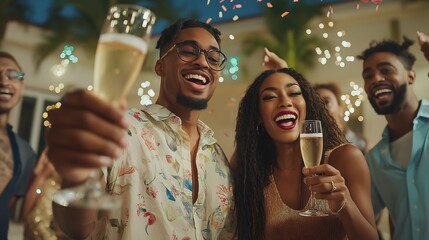 A Group of Diverse People Cheerfully Celebrating Together in Unity and Happiness at a Festive Event