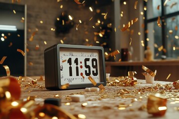 Close-Up Image of a Digital Clock Displaying 11:59 with a Sleek Design Perfect for Various Technology and Timekeeping Usages