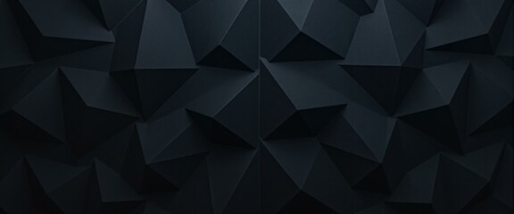 Obraz premium Abstract Dark Geometric Background, Low Polygonal Texture, 3D Render, Black and Dark Gray Color Palette, Modern Design Concept.