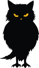Halloween Owl Vector Icon - Spooky Nighttime Bird Design for Halloween Decor