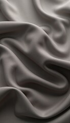 Obraz premium Elegant Draped Fabric, Textured Gray Silk Background, Abstract Smooth Waves, Luxury Soft Textile, Fashion Design Concept.