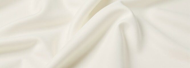 Naklejka premium Creamy White Fabric Texture, Soft Elegant Drape, Smooth Surface, Minimalist Background, Wedding Invitation Design Concept.