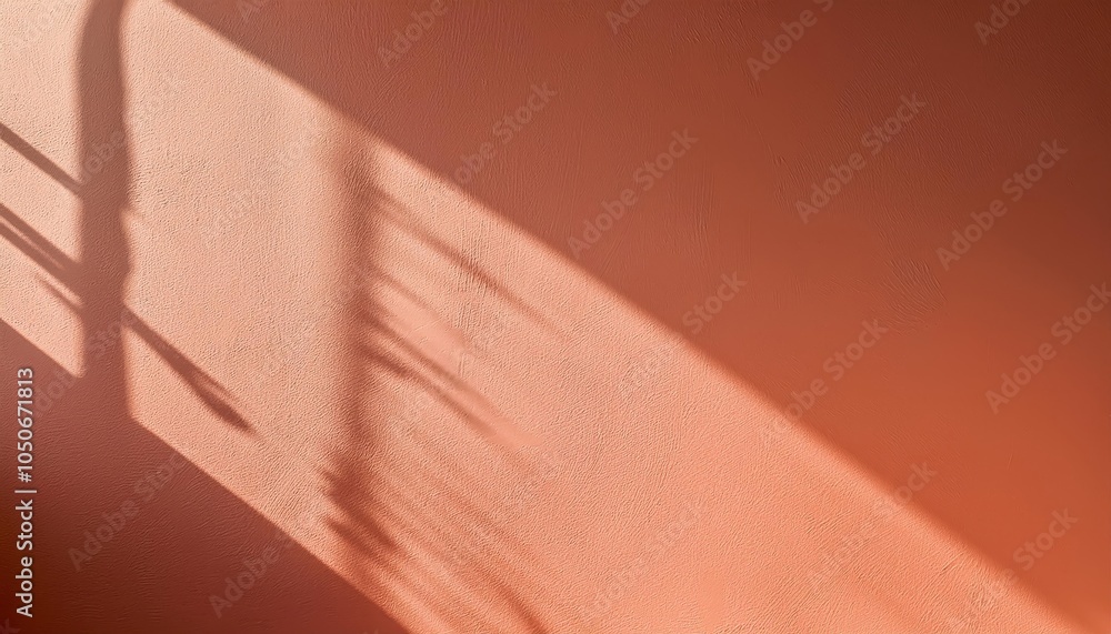 Poster Warm Peach Textured Background with Soft Sunlit Shadows. Ideal for Elegant Minimalist Designs, Modern Aesthetic Projects, and Tranquil Social Media Visuals Needing Subtle Warmth and Depth