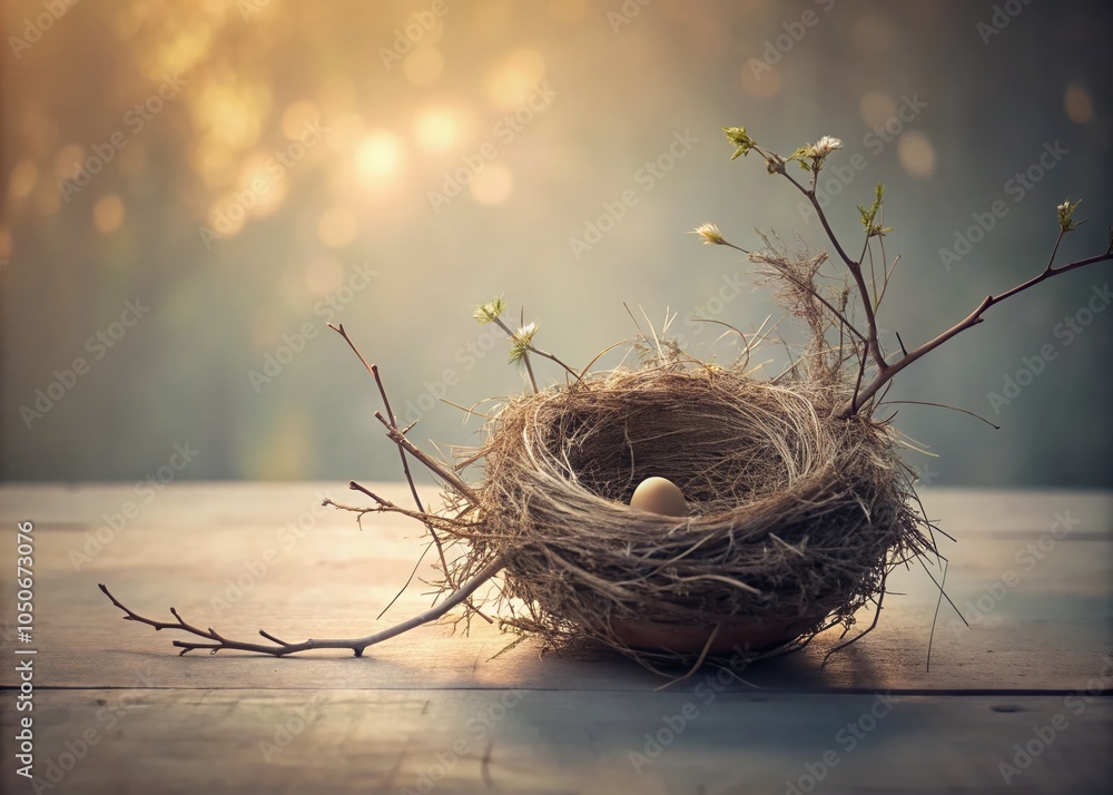 Poster minimalist photography of solitude in a nest - exploring inner turmoil and isolation