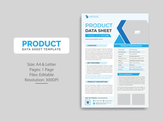 Product Data Sheet template design