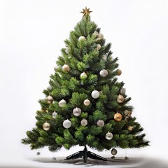 Classic Christmas Tree Isolated on White Background | Festive Holiday Illustration