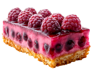 Photography of a Single Slice of Red Berry Shortcake on a White Clean Background