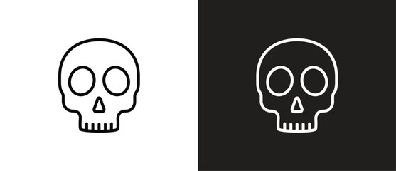 Line icon of Skull. Dangerous crossbones and skull icon. human head skeleton vector icon outline. Cute naive skull symbol. Skull vector illustration in black and white background. Editable stroke.