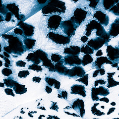Aquamarine Animal Print Patch. Blue Watercolour