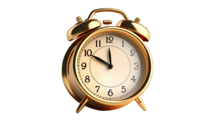 A gold alarm clock 