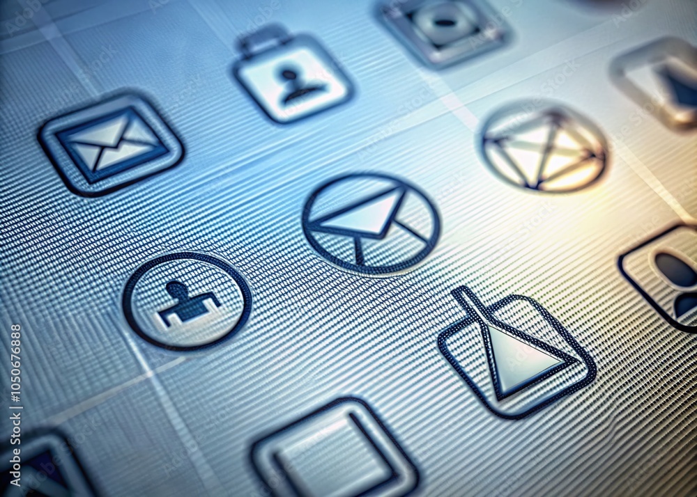 Poster modern thin-line symbols for mobile and web design, minimalist outline graphics