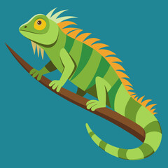iguana on a branch vector illustration 