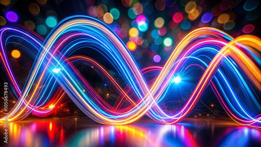 Poster neon light trail text effect animation of letter n for dynamic visuals and creative design projects