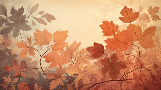 Enchanting autumn leaves background with a vintage feel and warm colours