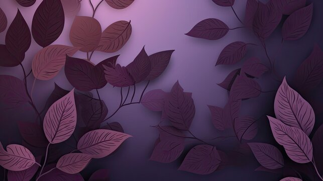Elegant autumn leaves background with a exclusive monochromatic purple design. 
