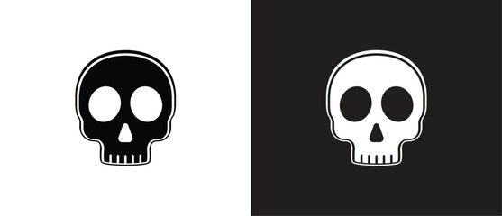 Flat Skull icon. Danger warning icon, Skeleton icon. Head skull vector icon flat. Skull vector illustration in black and white background.