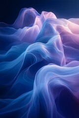 Fototapeta premium An abstract representation of flowing waves in soft hues of blue and purple, creating a tranquil and ethereal atmosphere that evokes a sense of calm and serenity.