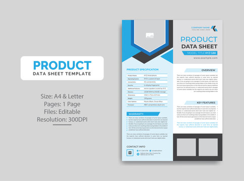 Product Data Sheet template design