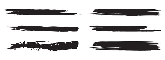 Big Collection of black paint, ink brush strokes, brushes, lines. Dirty artistic design elements. Vector illustration. Isolated on white background.