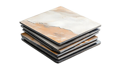 Stack of tiles isolated on transparent or white background