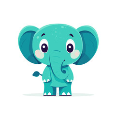Fototapeta premium vector flat style elephant on white background .Generative AI