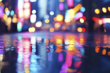 Fototapeta premium City Lights Reflected in Wet Asphalt