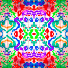 Multicolor Geometric Pattern Boho. Seamless Ikat