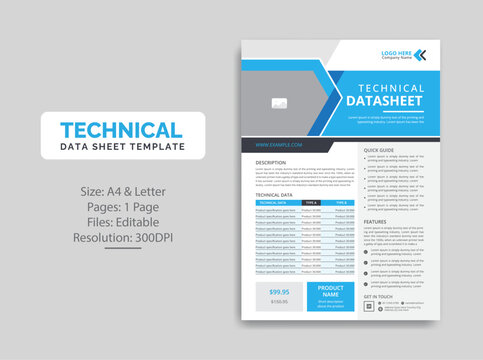 Technical Data Sheet template design