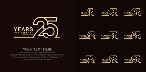 Anniversary logo set vector design, brown color for celebration event