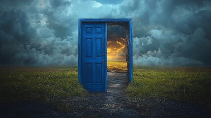 Fantasy Portal in Reality: Blue Door.Generative AI
現実の中のファンタジーポータル：青い扉