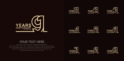 Anniversary logo set vector design, brown color for celebration event