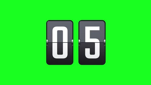 Flip black scoreboard. 10 seconds Flip Countdown Timer Animation