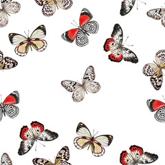 Watercolor illustration Beige and brown butterflies. Seamless pattern For fabric, textiles, wallpaper, prints, scrap paper