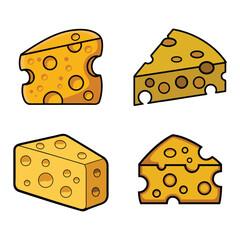 Set of cheese vector icon illustration.
