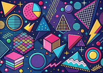 Retro Geometric Doodle Shapes for 80s-90s Inspired Designs and Prints
