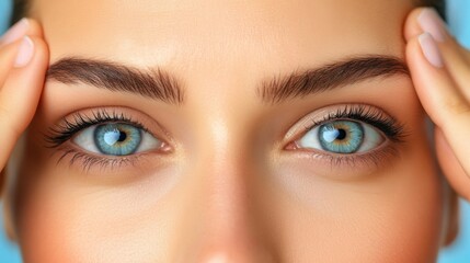 Fototapeta premium Close-up of Blue Eyes with Defined Eyebrows