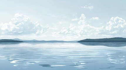 Calm lake with ripples under cloudy sky adobe illustrator